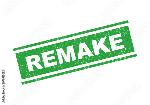 Photos Green rubber stamp with the word remake in a grunge texture style