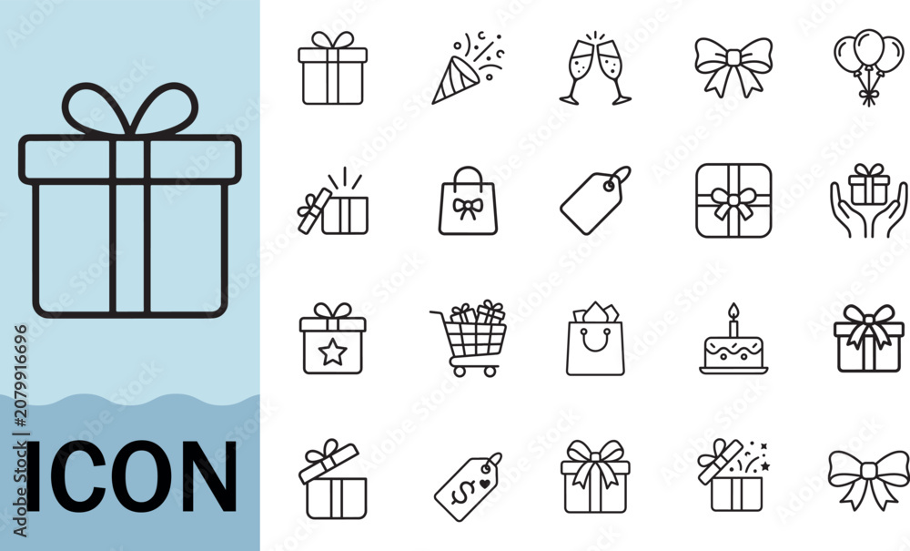 Fototapeta premium Gift box icon set for celebration and holiday