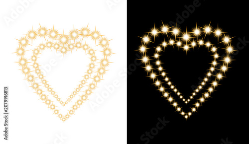 Canvas Print Golden heart shapes made of sparkles