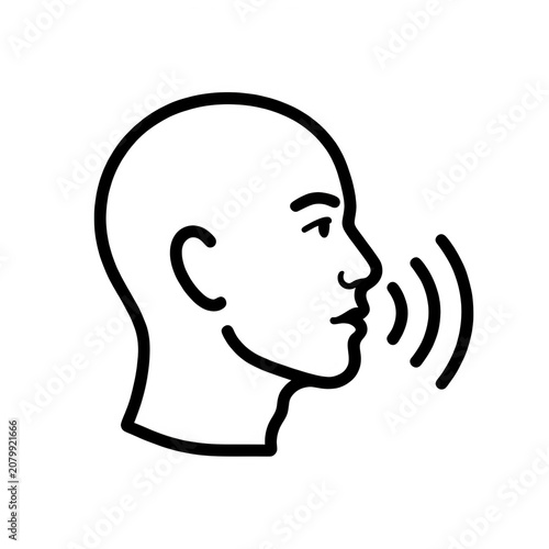 White Line Art Speaking Profile Isolated