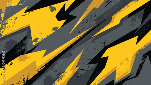 Slika na platnu Dynamic abstract yellow and charcoal jagged pattern for contemporary design