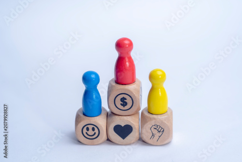 Success and business growth concept with wooden figures