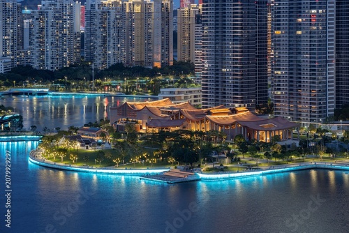 xiamen city night skyline