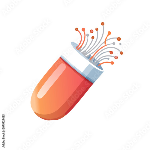 Flat vector illustration of a battery with connection lines