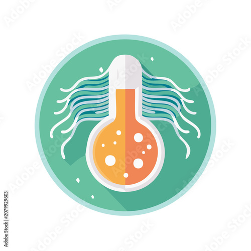 Laboratory Flask with Thermometer and Bubbles Icon