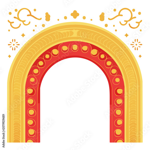 Ornate golden arch with red decorative border