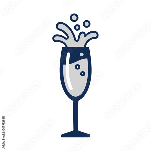 Champagne glass with bubbles and splash icon