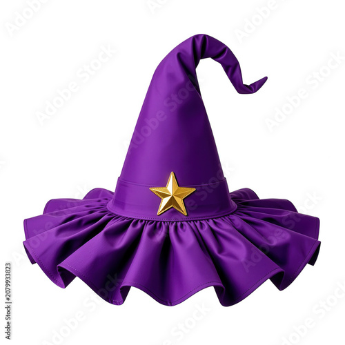 Purple Witch Hat with Gold Star Transparent Background