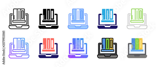 Bild auf Leinwand Digital Library Icons Collection in Various Styles
