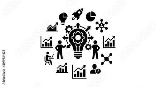 Business strategy and idea generation concept icons