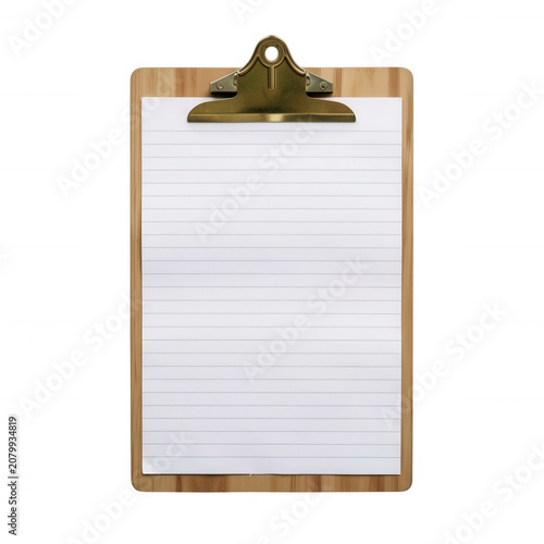 Wooden Clipboard with Lined Paper Transparent Background
