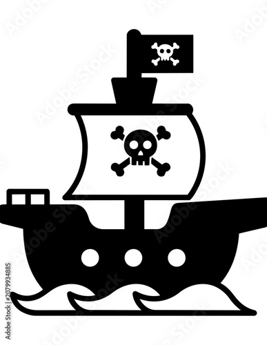 Tablou pe pânză Pirate Ship with Skull Flag.