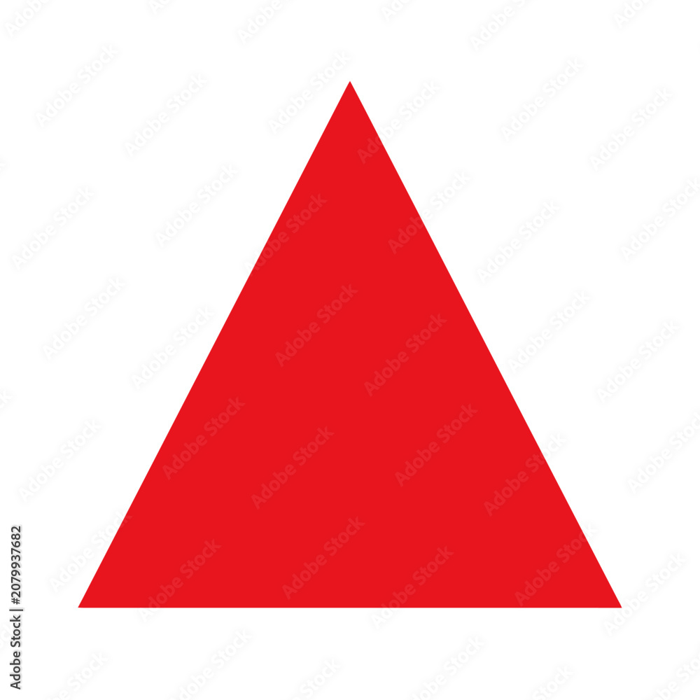 Fototapeta premium Bold red equilateral triangle pointing up on white background