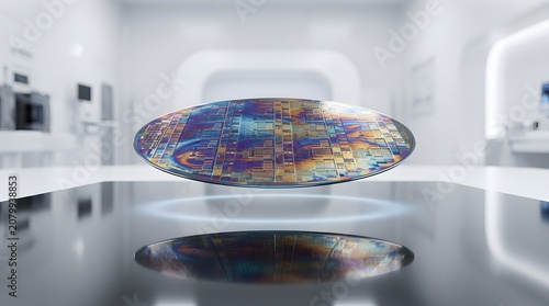Magnetic Levitation Silicon Wafer Above Reflective Surface Technology Background
