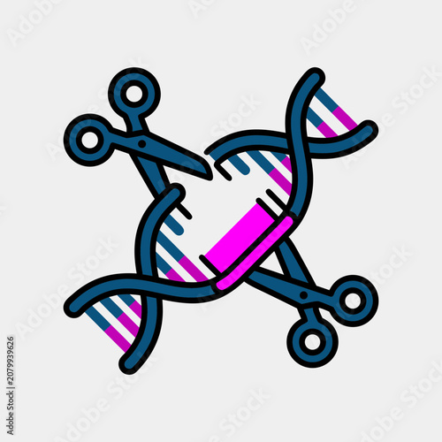 CRISPR Gene Insertion Vector Icon, Biotechnology DNA Editing and Genetic Engineering Symbol.