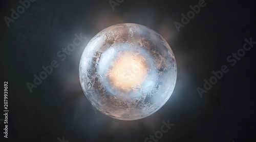 Frosted Glass Sphere with Backlit Internal Glow on Charcoal Background