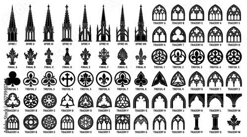 Photos Gothic Architectural Elements: Spires, Tracery, Fleur-de-lis, Crosses, Clovers
