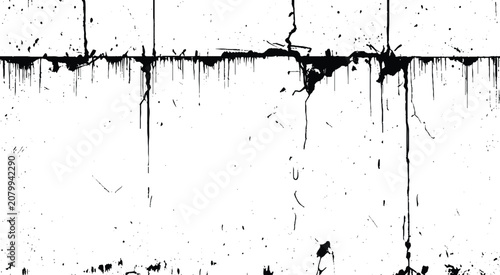 Schilderij op canvas Cracking plaster wall vector background with grunge effects
