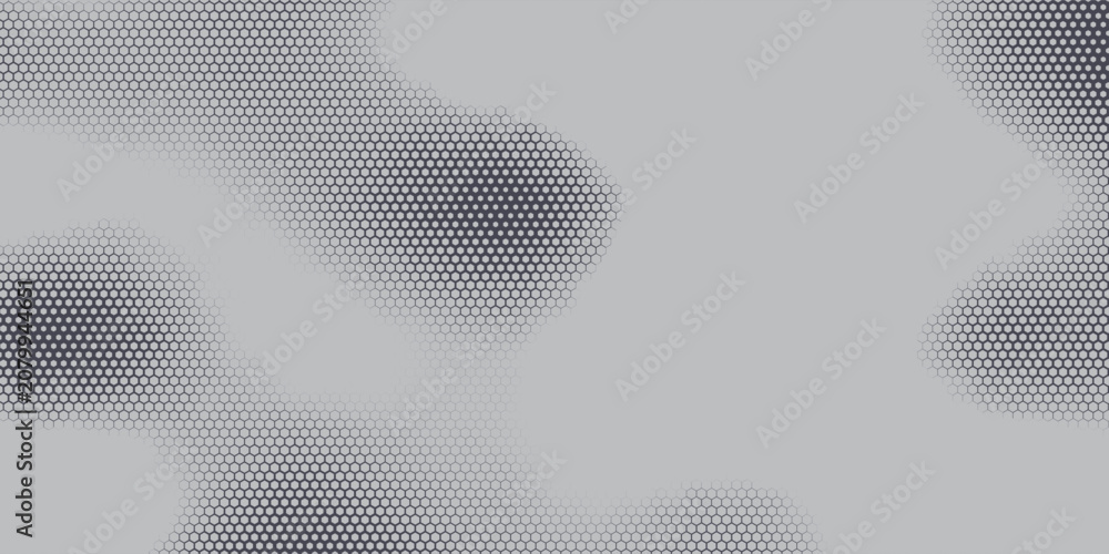 Fototapeta premium Hexagon Shapes Vector Abstract Geometric Technology Retrowave Sci-Fi Texture Isolated on Light Background. Halftone Hex Retro Simple Pattern. Minimal 80s Style Dynamic Tech Wallpaper