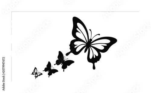 Elegant black butterfly vector illustration, a graceful silhouette of flying butterflies, decorative insect design for nature and beauty themes, scalable graphic asset