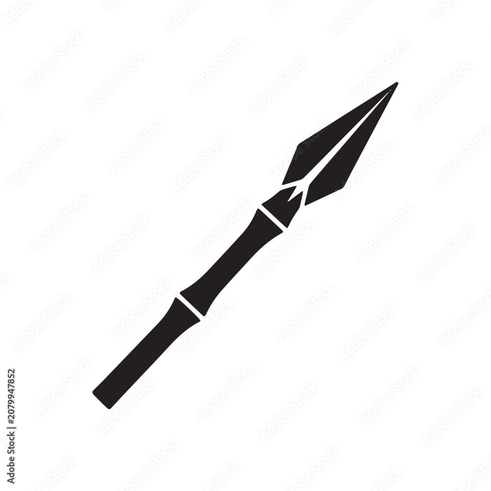 Obraz premium A minimalist black silhouette of a sharp wooden hunting spear icon