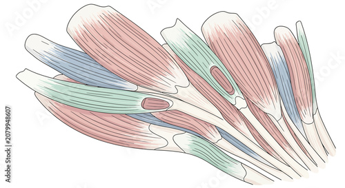 Anatomical illustration of muscle spindle structure showing intrafusal fibers and sensory nerve endings.