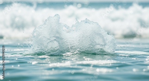 Crystal clear ocean water splash close up in tropical sea.