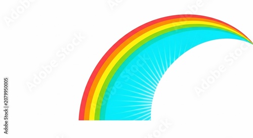 Abstract rainbow arc graphic design element on white background.