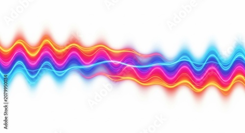 Abstract colorful wavy sound wave spectrum design on white background.