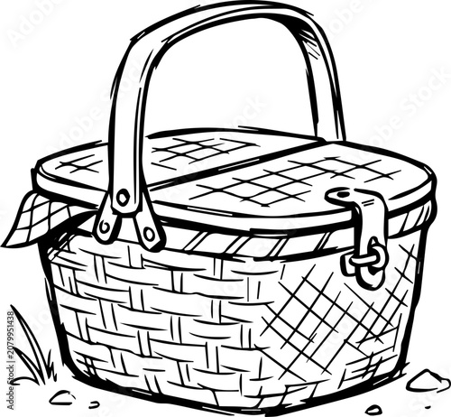Woven picnic basket with handle