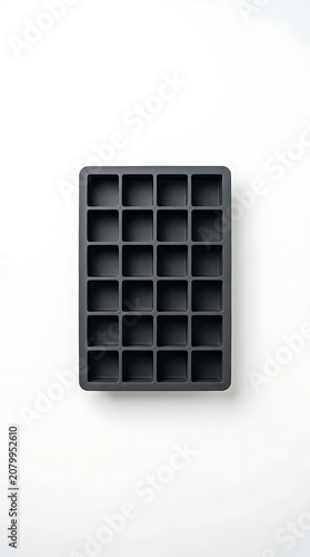 Empty silicone ice cube tray mockup on clean white background
