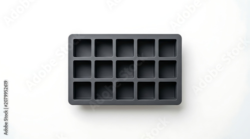 Empty white silicone ice cube tray mockup on minimalist bright background