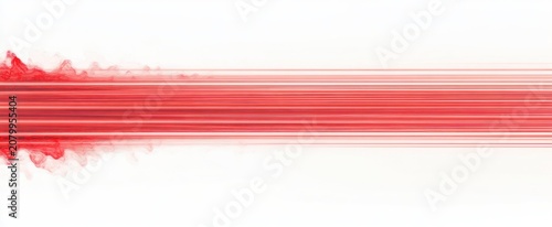 Converging horizontal red lines and smoky wisps on white background conveying motion and energetic tension