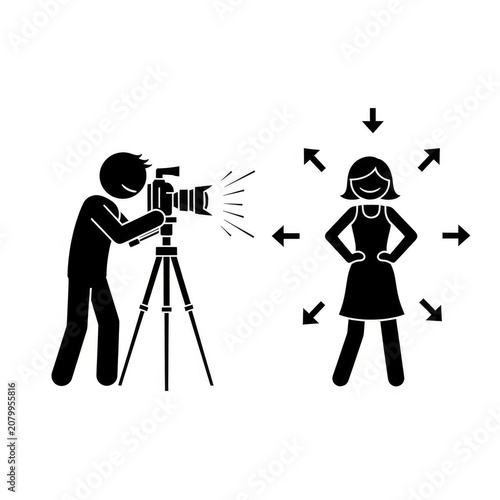 Photographer taking pictures of a model.