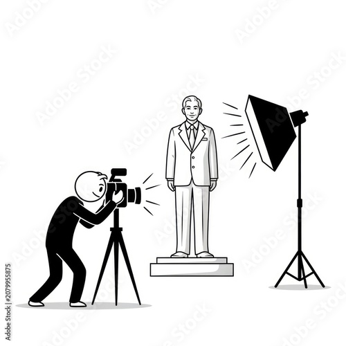 Photographer taking professional man portrait photo.
