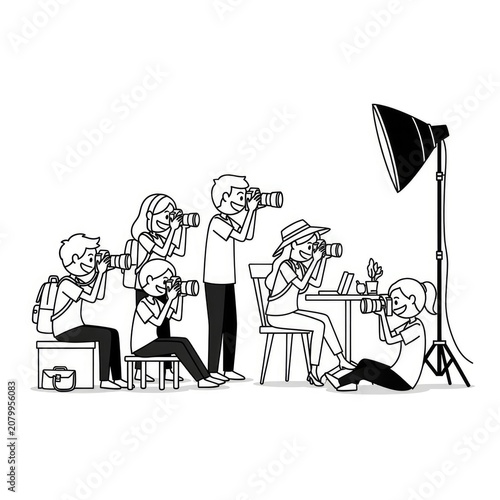 Photographers at work in studio setting.