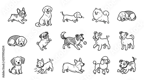 Cute Dog Illustrations: Collection of Adorable Puppy Drawings