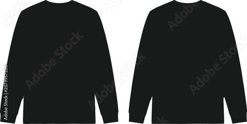 Obraz na plátně Black long sleeve t-shirt mockup template featuring front and back view isolated