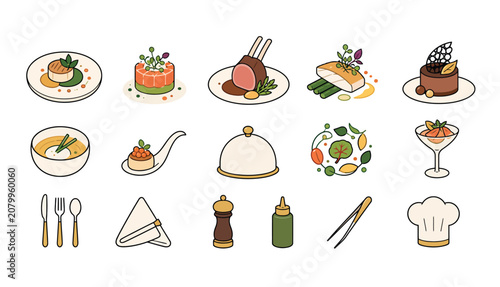 Food and drink icons set.