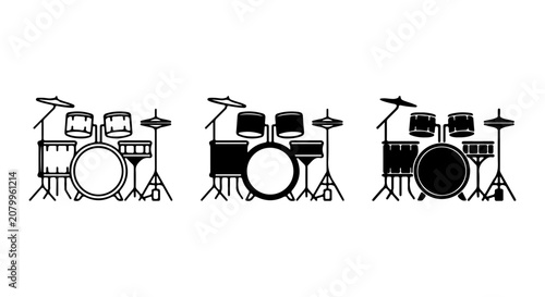 Quadro em tela Drum Kit Vector Icons, Musical Instrument Set, Percussion Graphics, Rock Band Eq
