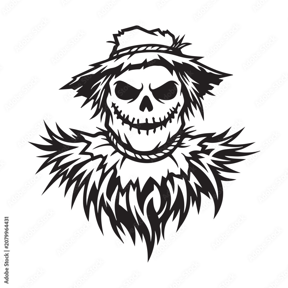 Fototapeta premium Spooky scarecrow mascot logo design illustration.