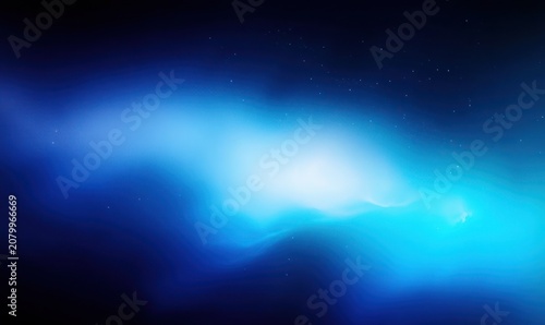 glowing blue nebula with scattered stars and a soft luminous haze evoking calm wonder
