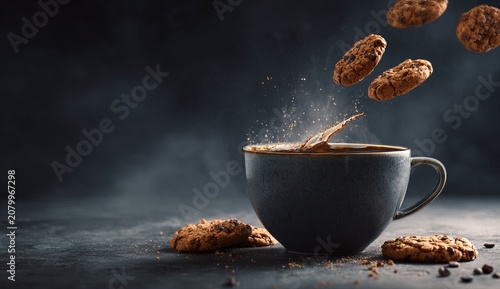 Cookies and Coffee - A Delicious Treat in Motion.