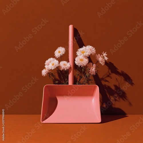 Dustpan and Daisies - A Still Life Composition in Warm Tones.