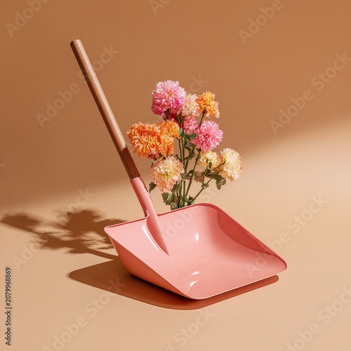 Dustpan and Flowers - A Still Life in Pastel Tones.