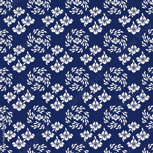 Indigo Flower Seamless Background ,Elegant Botanical Design, Pattern 23/69.