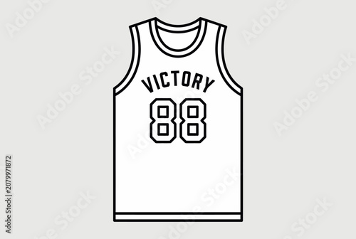 Minimalist basketball jersey line art icon on white background