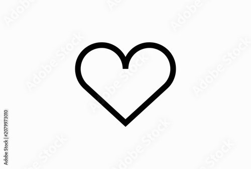Half heart symbol outline representing love and romance on white background