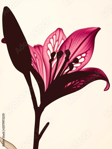 Silhouette lily in a modern style with intricate details, stylized, elegant