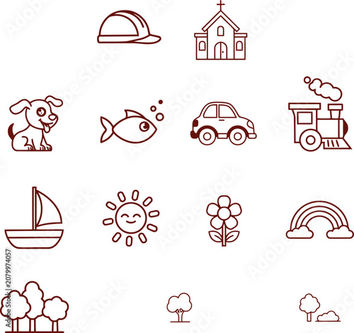 Playful Outline Icons for Creative Designs